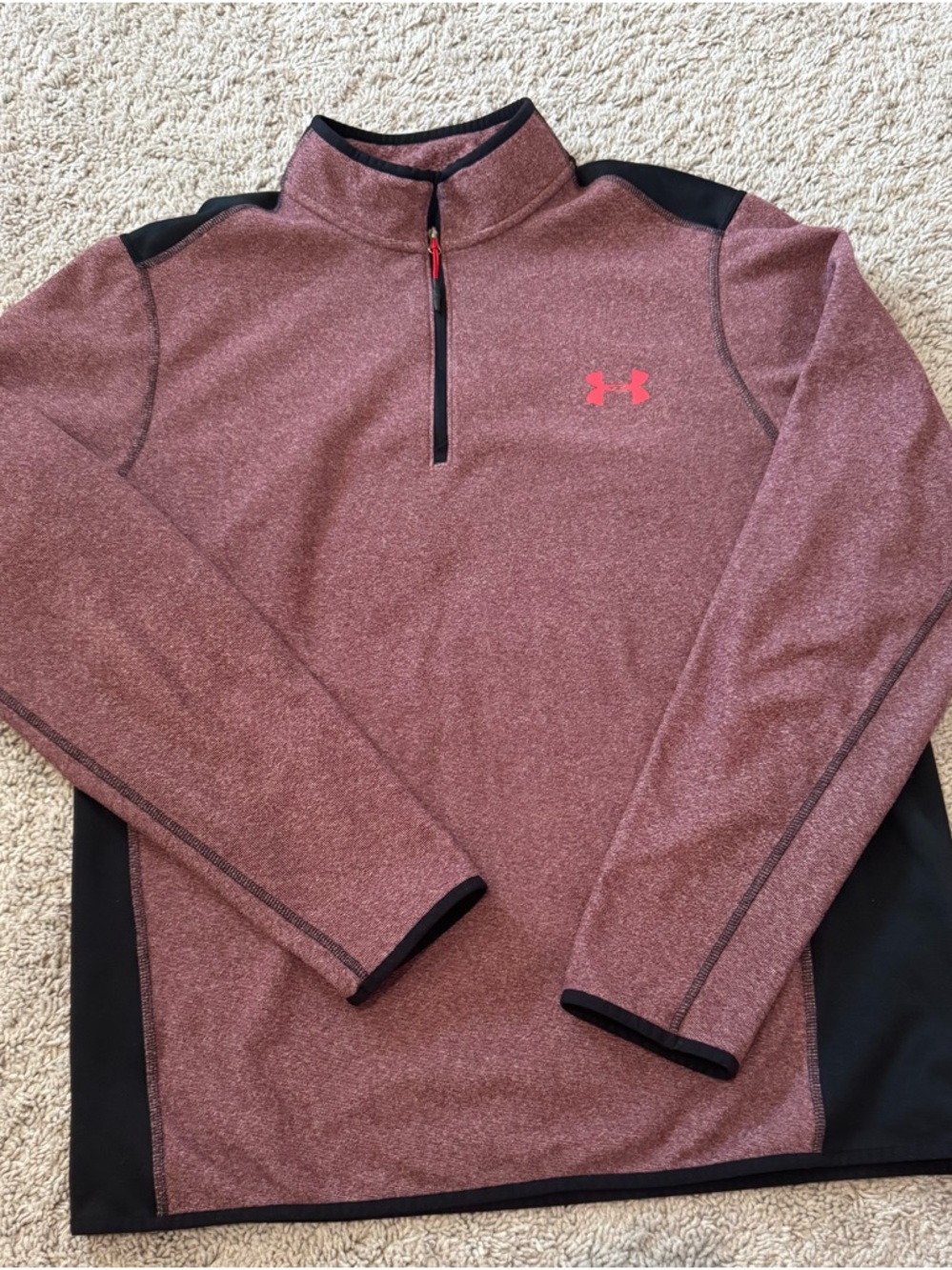 Under Armour Maroon and Black Half-Zip Pullover